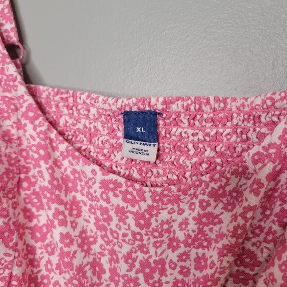 NEW Old Navy pink dress womens size XL floral fit flare linen blend summer beach - Picture 2 of 10